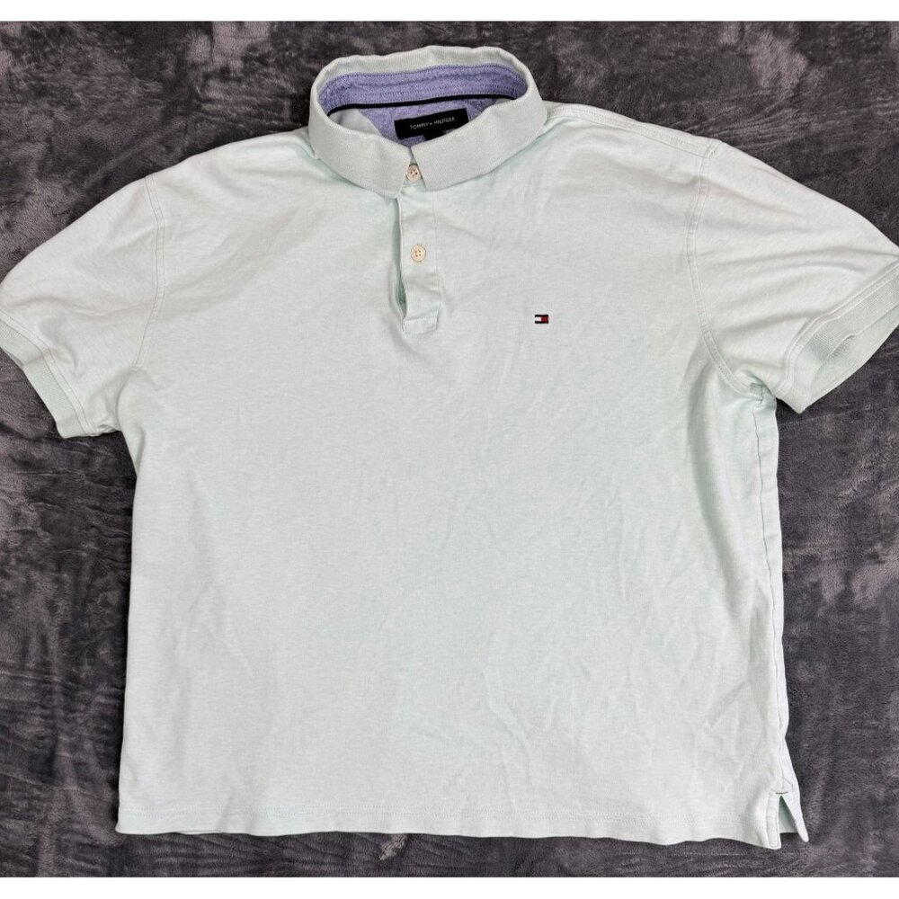 Tommy Hilfiger Men's Mint Green Polo Shirt Custom Fit Size Large